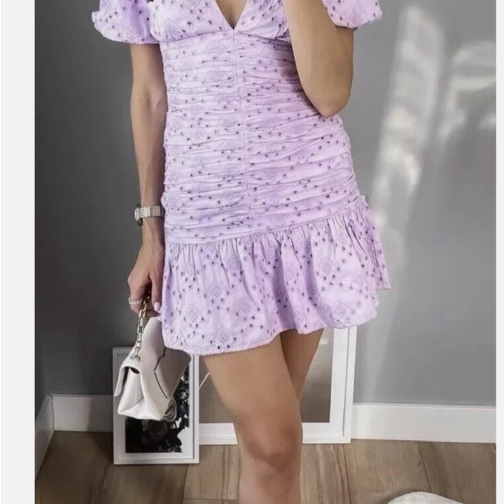 NWT Zara dress.Size Xs. Lavender purple cotton eyelet. Short